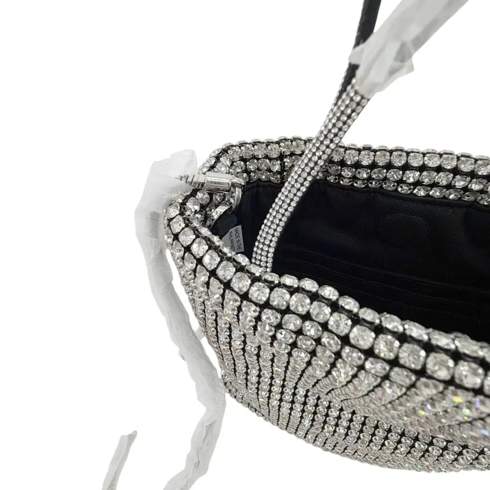 TORY BURCH Night Owl Crystal Embellished Mini Tote in Silver
